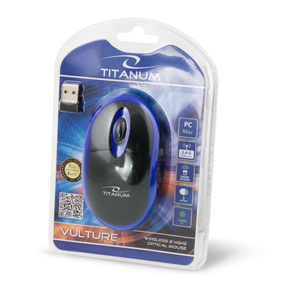 Mouse ottico wireless 2.4Ghz Titanum 3D USB Vulture Immagine del prodotto 