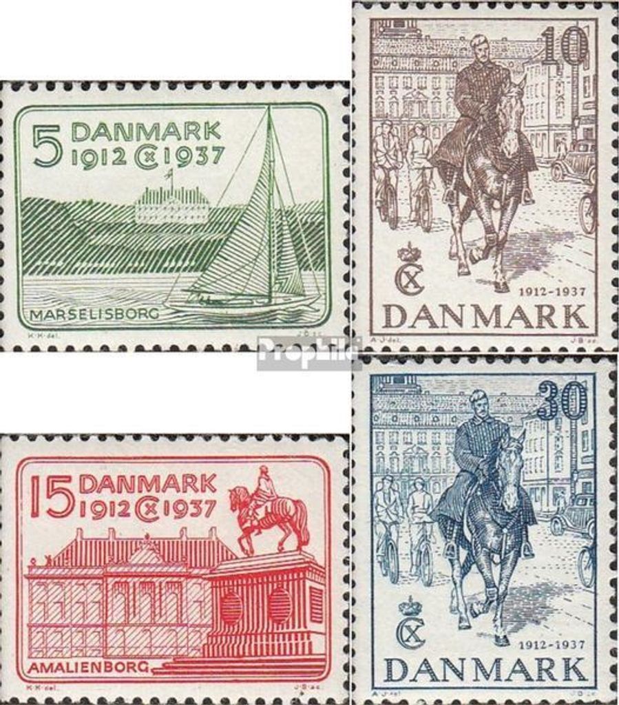 Briefmarken Dänemark 1937 Mi 237-240 (kompl.Ausg.) postfrisch Regentschaft von König Christian X.