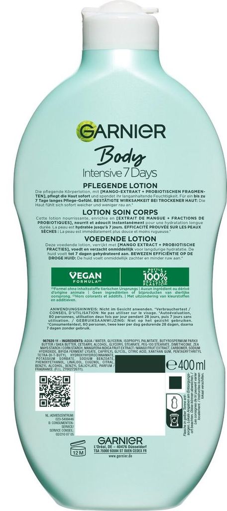 Garnier Body Lotion 400ml Intense 7 Days Mango Droge Huid