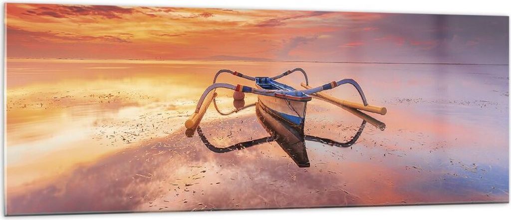 Bilder auf glas - Einteilig - £ódŸ Westen Die Sonne - 140x50cm - Glasbilder - Wandbilder - Bilder - zum Aufhängen bereit - Wanddekoration aus G...