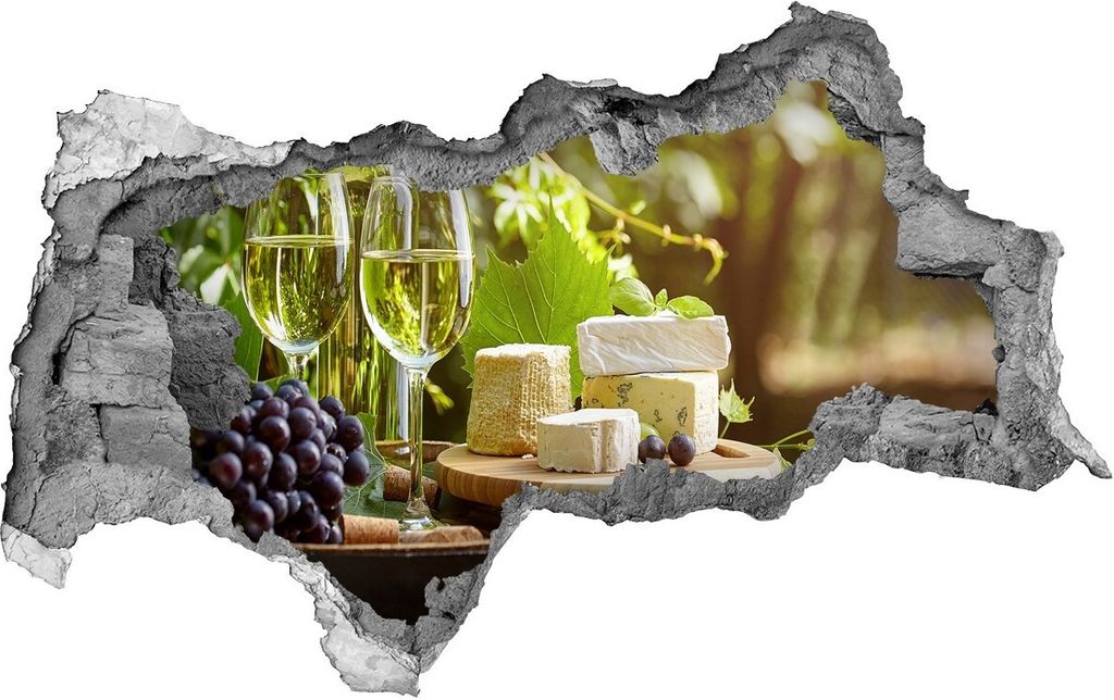 Selbstklebender Loch-3D-Aufkleber 95x73 cm Wein und Essen