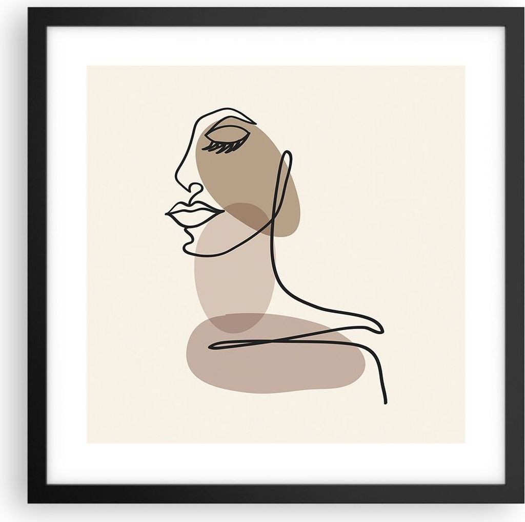 Gerahmtes Poster - Schwarzer Rahmen - Linie Kunst Boho - Produktbild 