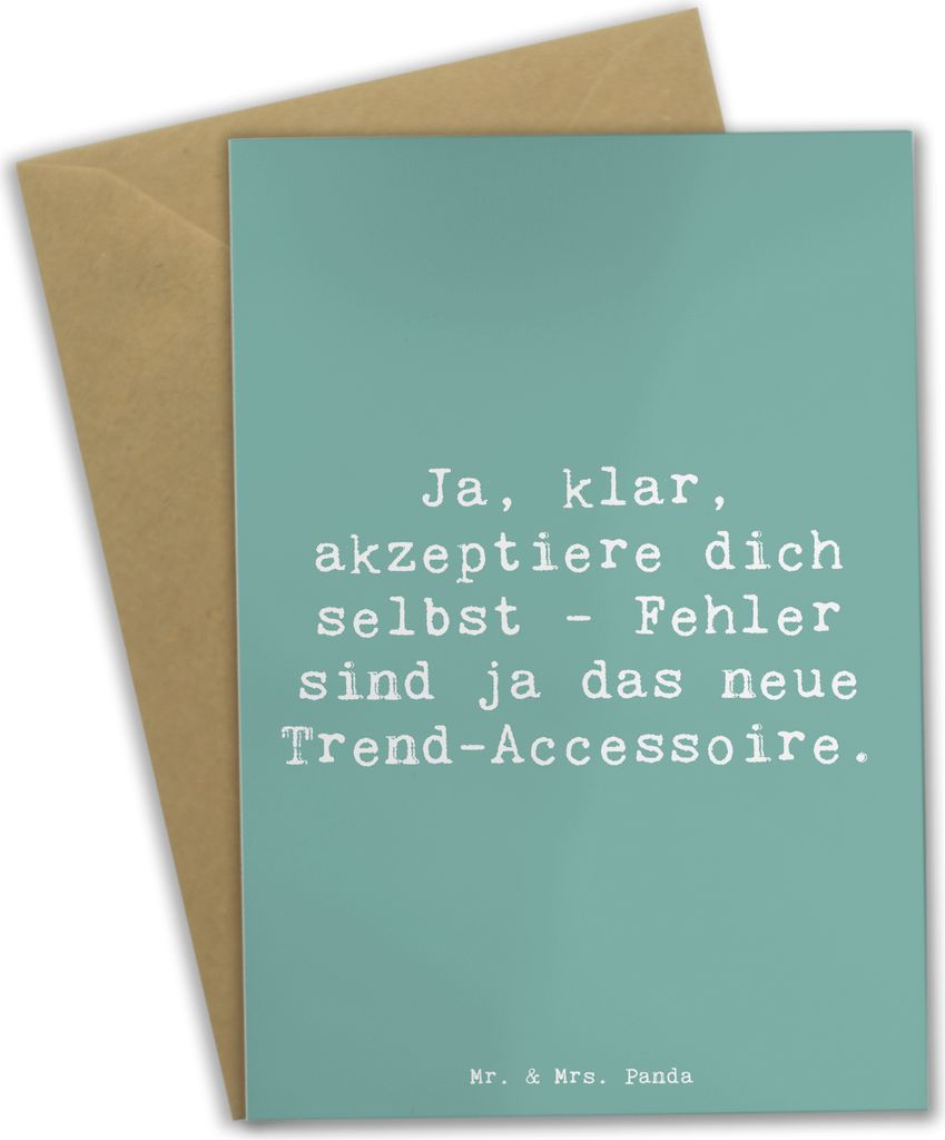 Mr. & Mrs. Panda Grußkarte Spruch Selbstakzeptanz Trend - Meeresbrise - Geschenk, Motivation, babykarte, unvollkommen, hochzeitskarten, Zitat, Gl...