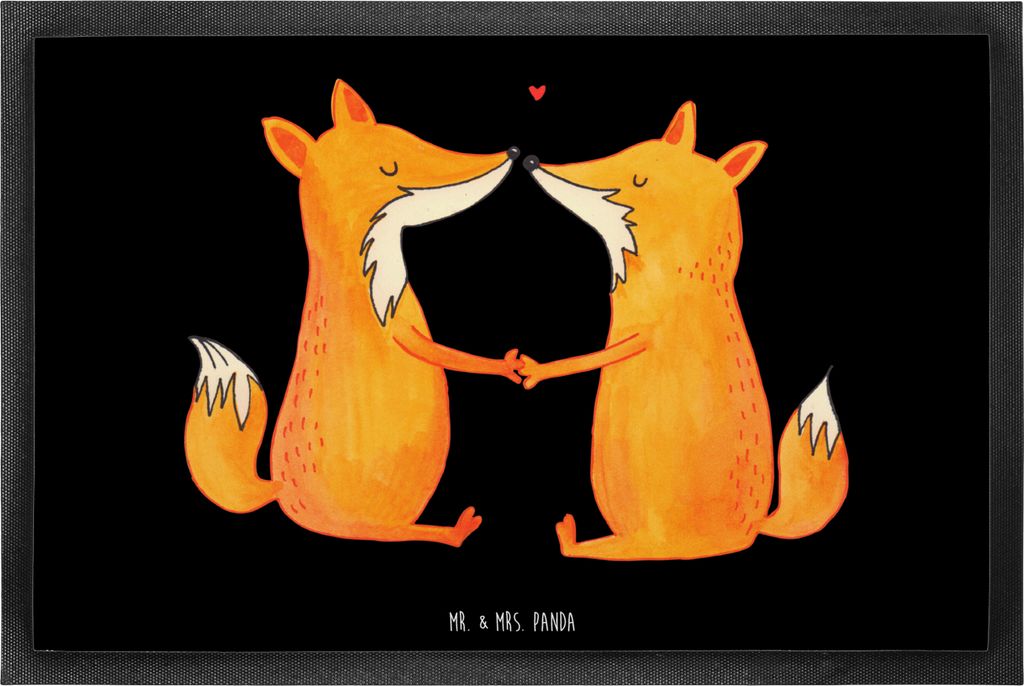 Mr. & Mrs. Panda fußmatte Füchse Liebe 60 x 90 cm - Schwarz - Geschenk, Schmutzfangmatte, Freundin, Bodenvorleger, Schmutzfänger, Schmutzmatte, ...