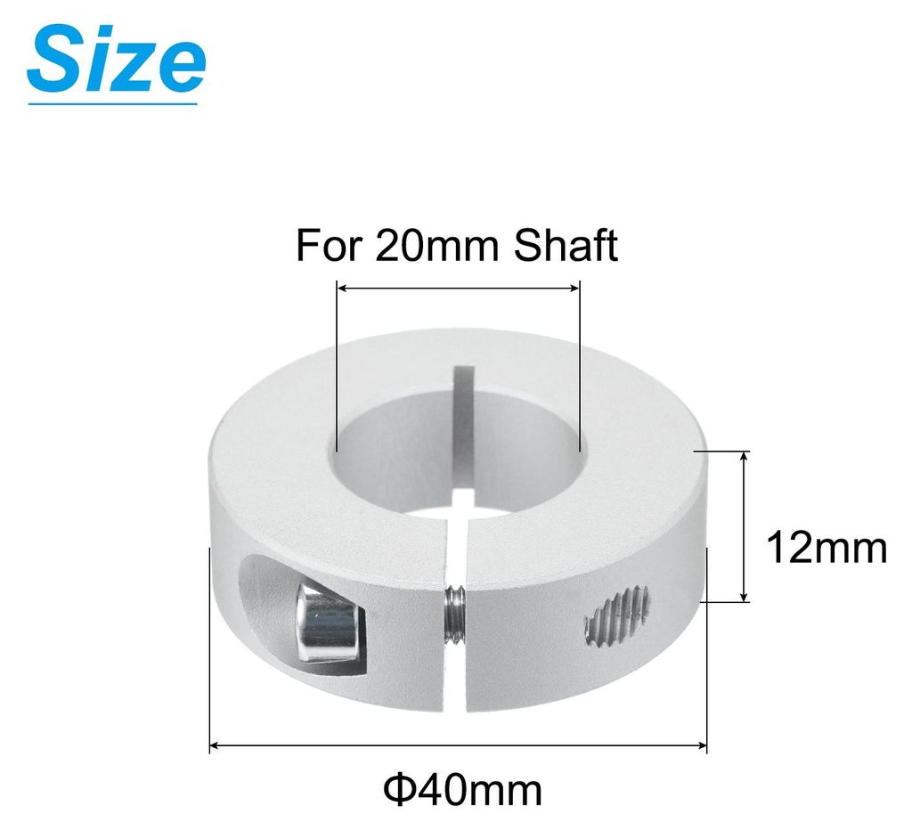 Einzelner geteilter Wellenkragen-Satz fš¹r 20mm Welle, Einzelstš¹ck 4 Stš¹ck Spannringe 40mm Au?endurchmesser, 12mm Dicke, Klemmring aus Alum...