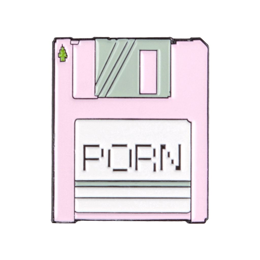 VAPORWAVE Buchstaben Festplatte Speicherkarte Emaille Brosche Anstecknadel Abzeichen-Hell-Pink