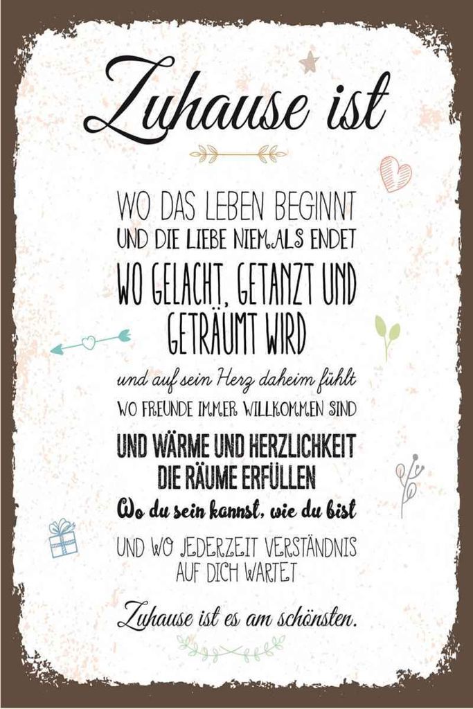 vianmo Holzschild 30x20 cm Zuhause ist wo das Leben beginnt