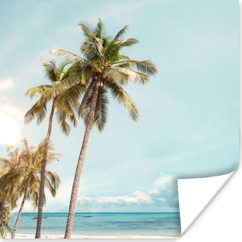 MuchoWow Poster Palme - Meer - Sommer 50x50 cm - Wohnzimmerdekoration