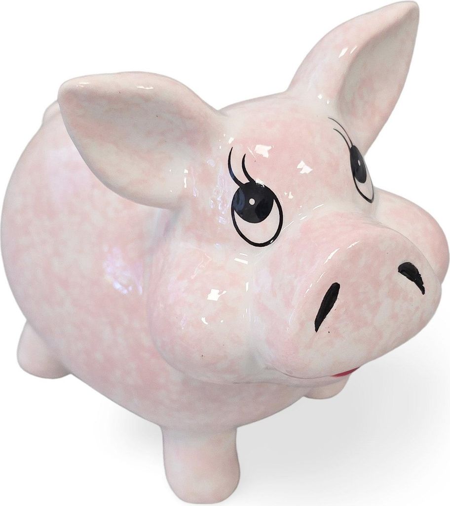 Logbuch-Verlag Sparschwein rosa Dolomit 15 cm – niedliches Keramik Sparschwein mit Schlitz – Geschenkidee Glücksbringer