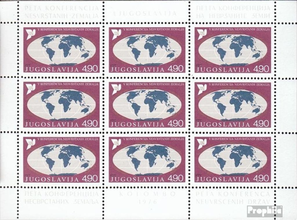 Briefmarken Jugoslawien 1976 Mi 1663Klb Kleinbogen (kompl.Ausg.) postfrisch Konferenz der blockfreien Länder