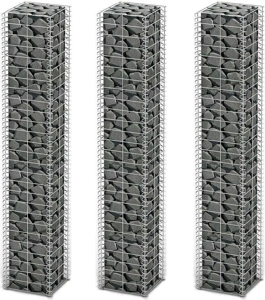 Mur de clôture et séparation de jardin en gabions galvanisés 25x25x150 cm