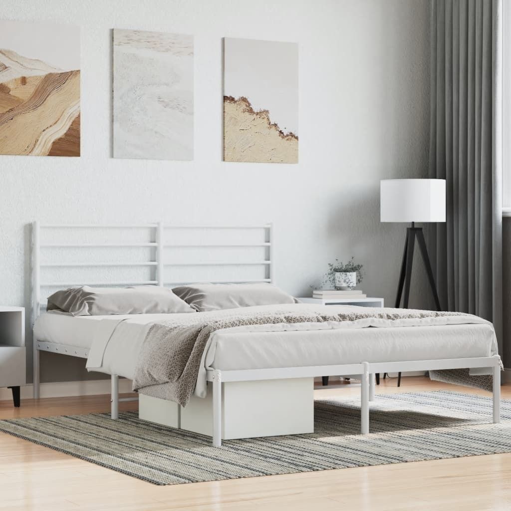 Maison Exclusive - Bettgestell mit Kopfteil Metall Weiß 150x200 cm