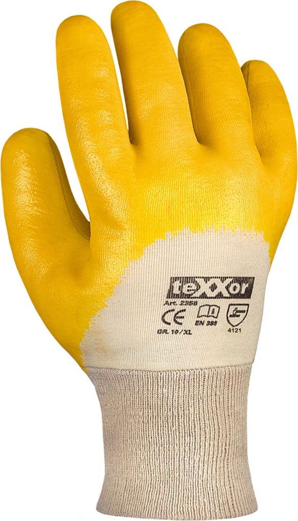 teXXor Nitril-Handschuhe mit Strickbund, Arbeitshandschuhe, Nitrilhandschuhe, Gelb , Größe 11 (XXL)