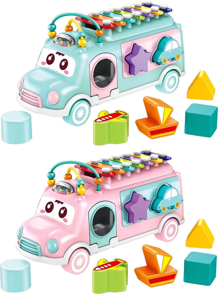 Motorikspielzeug Musik-Bus Baby Sortierspiel Xylophon Musikinstrument +18M