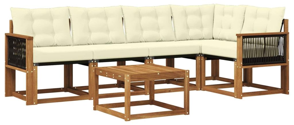 vidaXL Outdoor-Sofagarnitur mit Kissen 6 pcs Natur und Creme