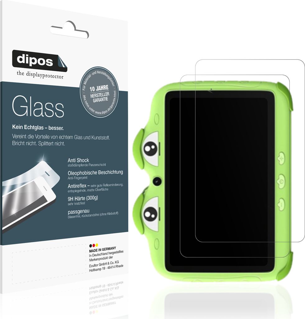 Schutzfolie für Ascrecem Kinder Tablet 7 Zoll matt - Anti-Shock 9H Folie dipos Glass Kunststoffglas