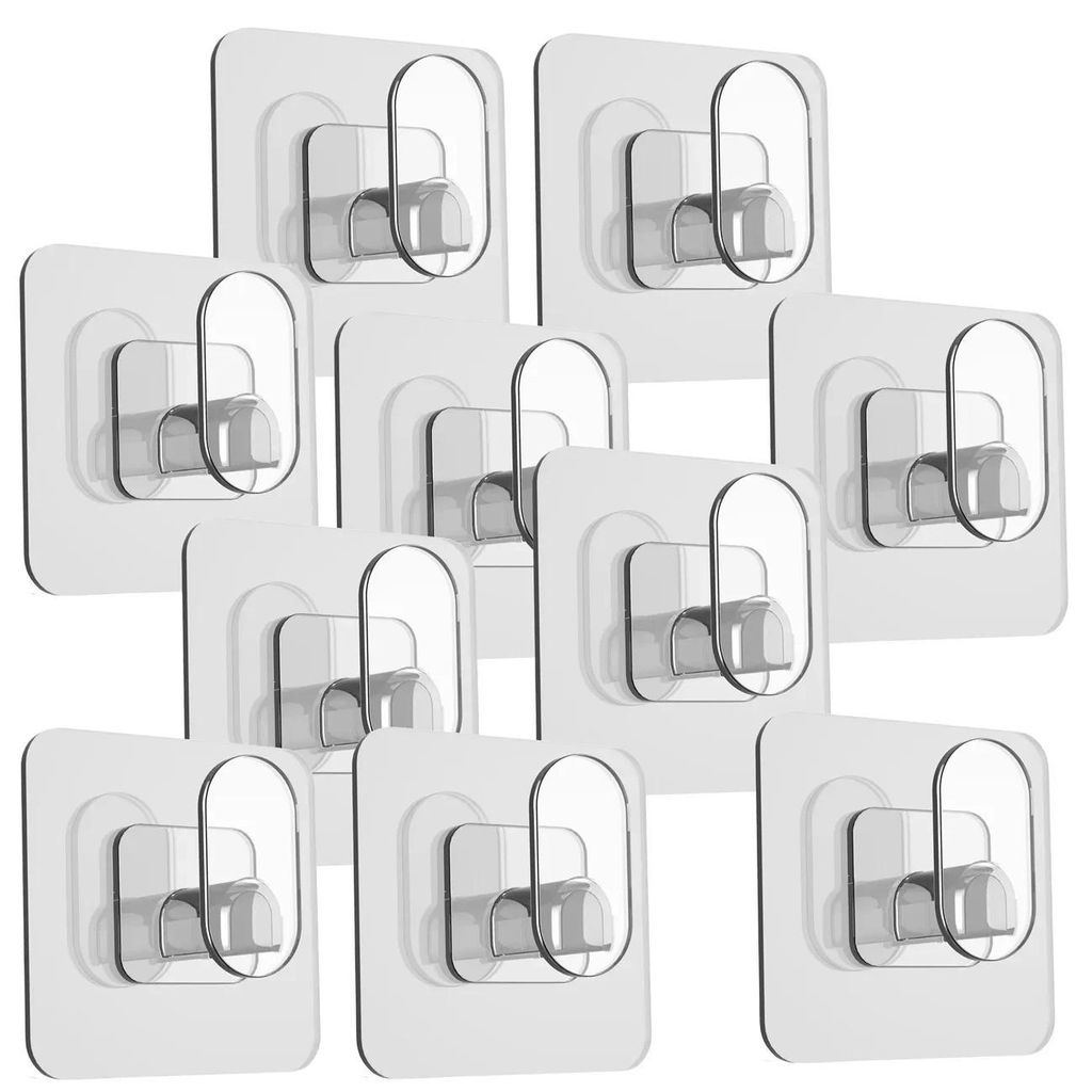 Crochets muraux autocollants transparents 6,5 × 6,5 cm – Image du produit 