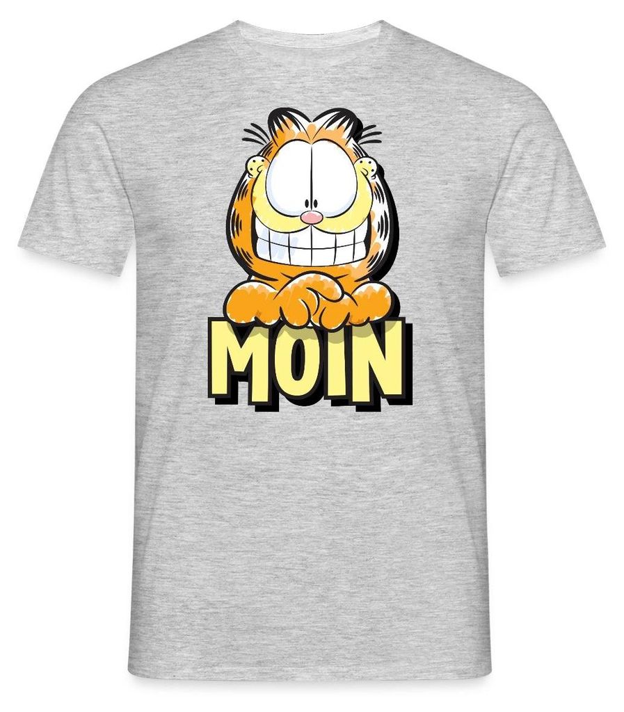 Spreadshirt Garfield Moin Nordsee Ostsee Geschenk Männer T-Shirt, 4XL, Grau meliert