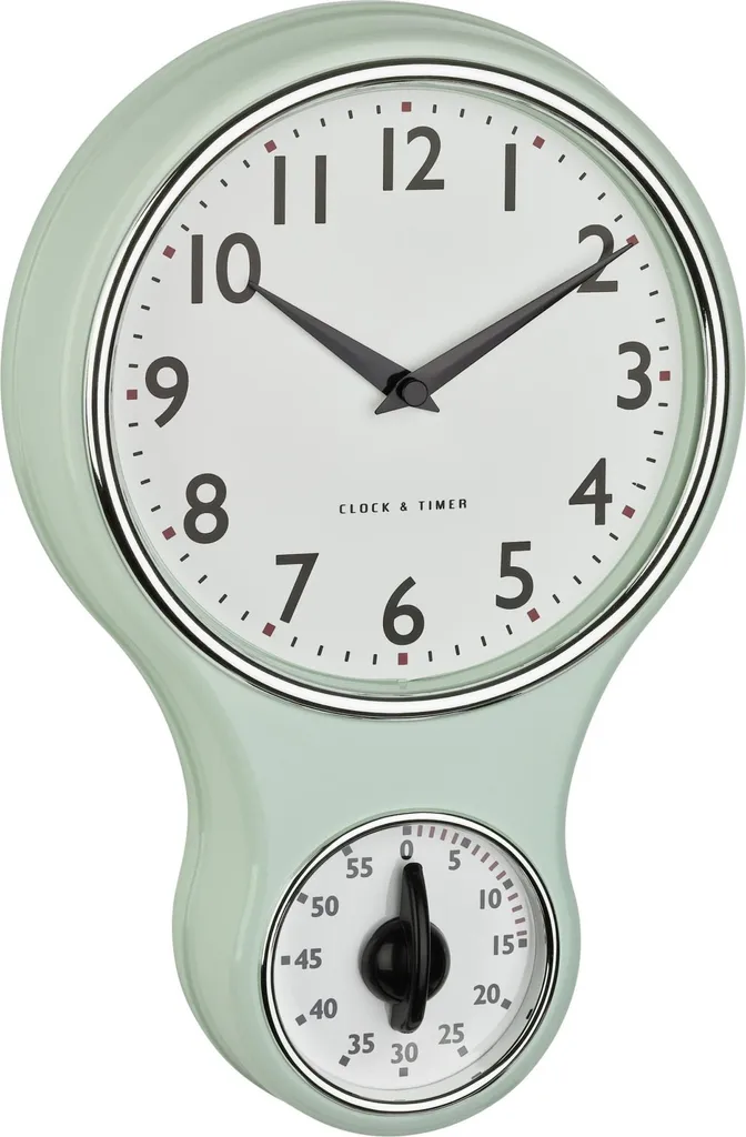 Horloge Murale Quartz TFA 60.3073.20 Mint - Design Mécanique 196mm