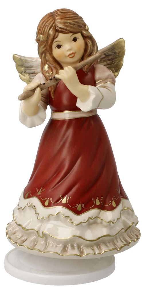 Goebel Dekofigur Engel Stille Nacht mit Musikwerk, Steingut, Bordeaux, 16.5 cm, 41685291
