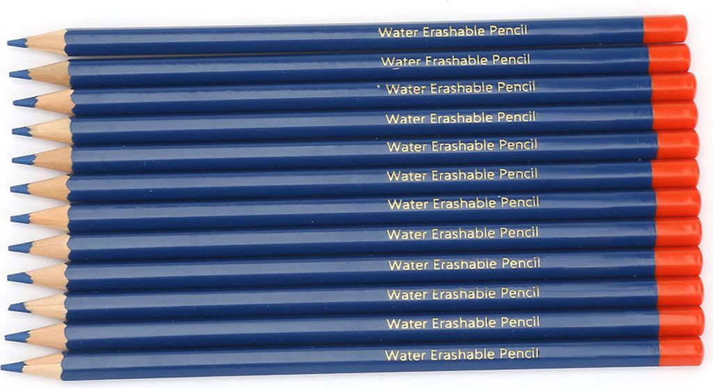12 Stück/Set Holzgriff Stoffmarker Blauer wasserlöslicher Stift für Kleidung Schuhe DIY