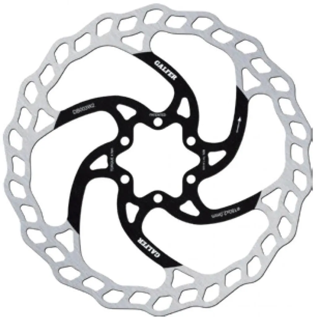 Disque Galfer DB003W2 Fixe Wave 180 mm 6 Trous Noir Argenté pour VTT