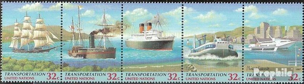 Briefmarken UNO - New York 1997 Mi 741-745 Fünferstreifen (kompl.Ausg.) postfrisch Verkehrswesen