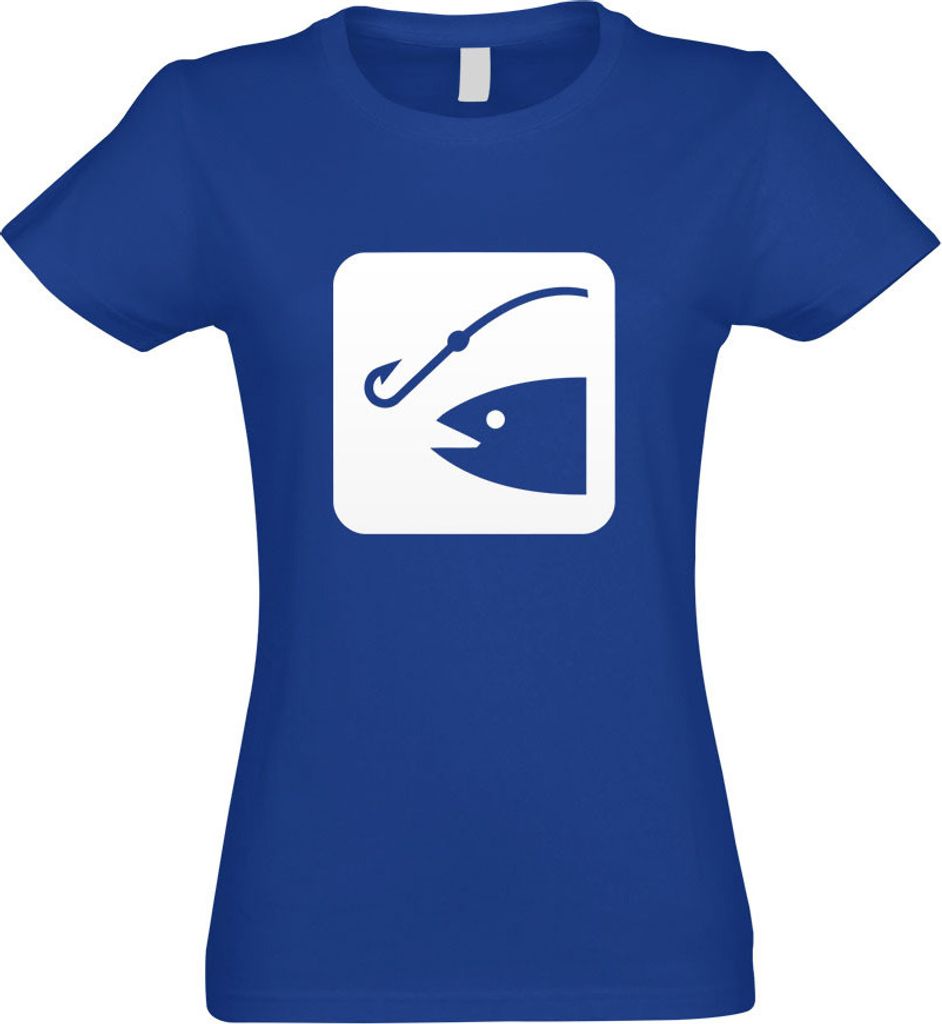 Kiwistar - T-Shirt tailliert - Damen - royal - Angelplatz Stelle Ort Piktogramme - mit Motiv Bedruckt - Funshirt Design - Sport - Freizeit - Damen ...