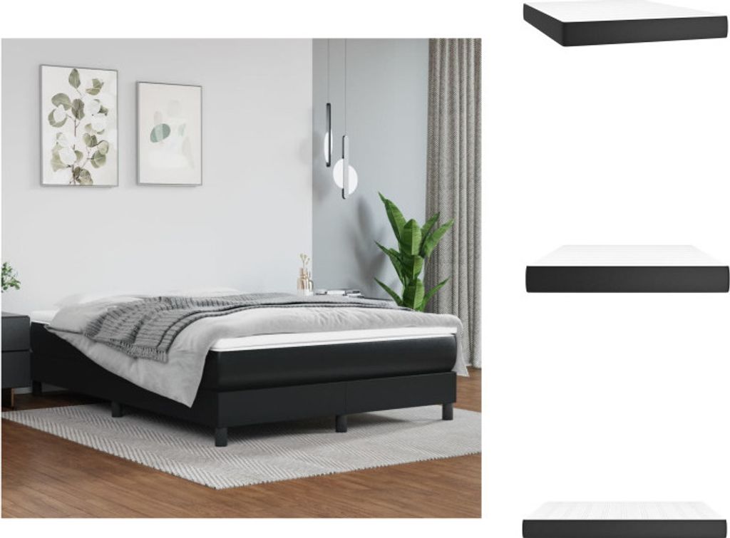 vidaXL Taschenfederkernmatratze Schwarz 140x200x20 cm Kunstleder - Matratzen
