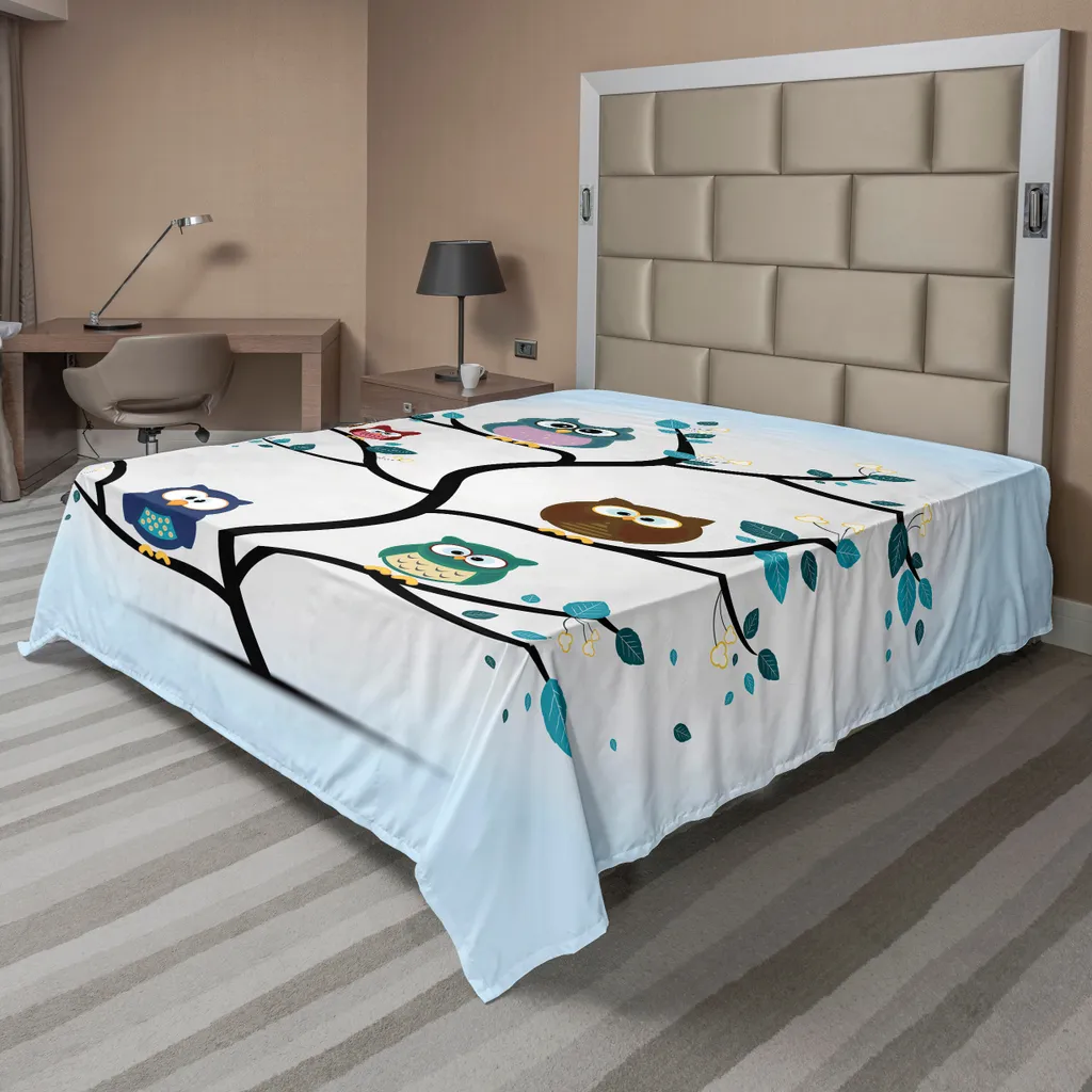 Lenzuolo Decorativo Gufi ABAKUHAUS 244x205 cm Microfibra Premium