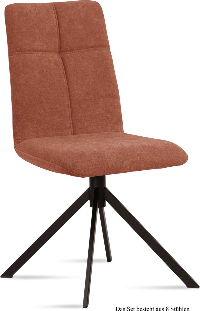 Esszimmerstuhl (8er-Set) Drona 47x92x60 Schwarz/Cognac