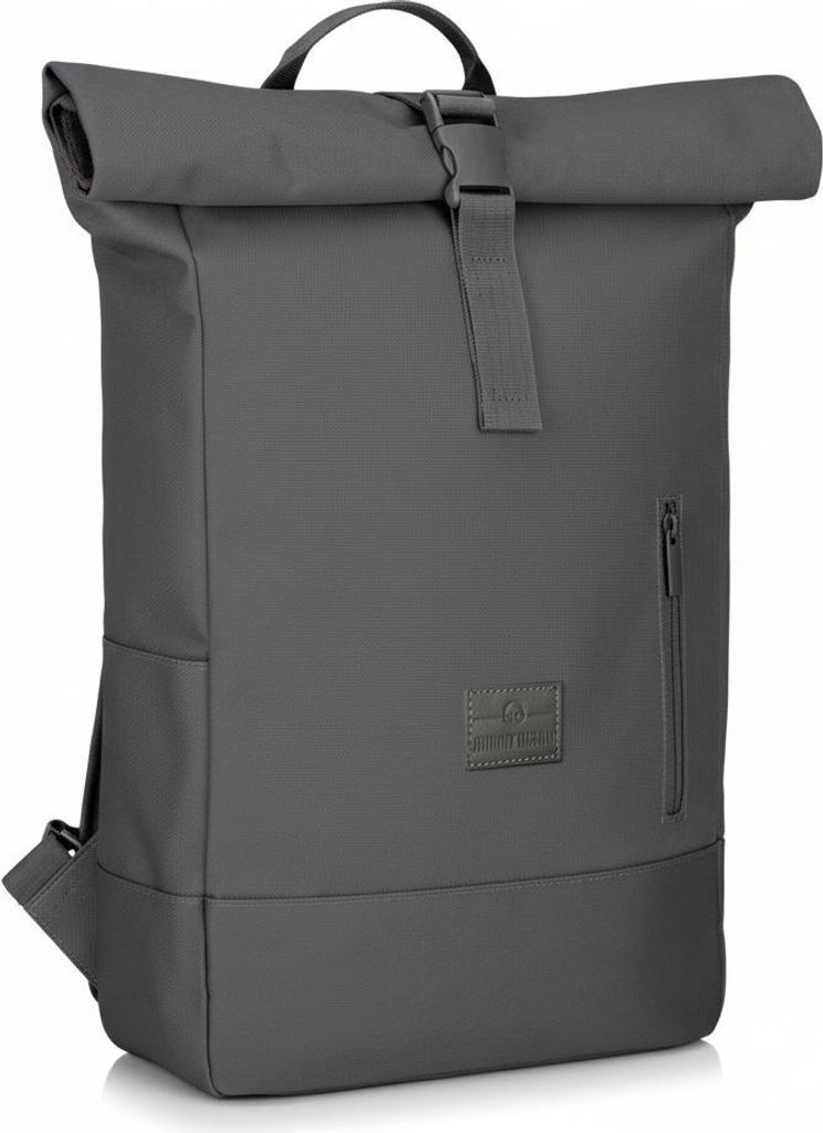 Johnny Urban Rucksack Damen & Herren Grau - Robin Medium - Rolltop Mit Laptopfach für Uni Business Fahrrad - 15L - Nachhaltig - Wasserabweisend