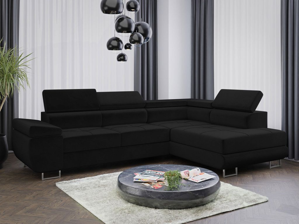Sofa Couchgarnitur Sofagarnitur ALMA L mit Schlaffunktion und Bettkasten Wohnlandschaft Couch Polsterecke Eckcouch Polstergarnitur 15 Farben