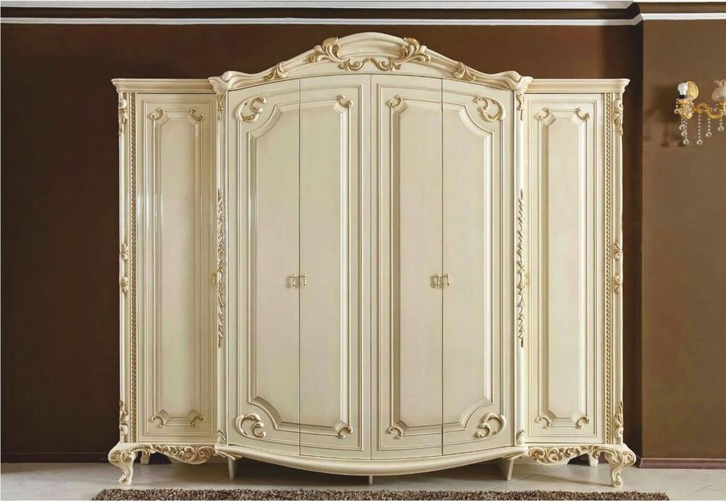 Casa Padrino Luxus Barock Schlafzimmer Schrank Creme / Gold 290 cm - Barock Schlafzimmer Möbel