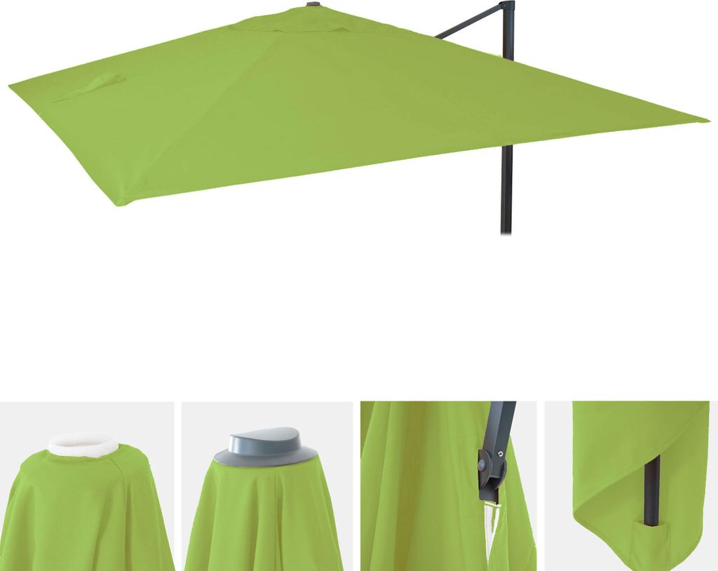 Ersatz-Bezug für Luxus-Ampelschirm HWC-A96, Sonnenschirmbezug Ersatzbezug, 3x4m (Ø5m) Polyester 3,5kg hellgrün