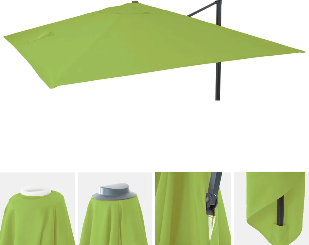 Copertura di ricambio per ombrellone a semaforo di lusso HWC-A96, copertura per ombrellone, 3,5x3,5m (Ø4,95m) poliestere 4kg ~ verde chiaro