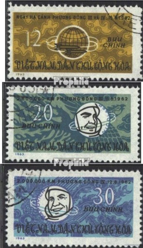 Briefmarken Vietnam 1963 Mi 265-267 (kompl.Ausg.) gestempelt Raumschiffe Wostok 3 und 4