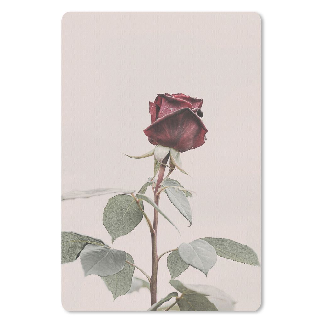 MuchoWow Mauspad Mousepad Blumen - Rot - Rosen - Grün 40x60 cm - Mousepads - Maus Mat - Pad - Mausunterlage - Schreibtisch Accesoire