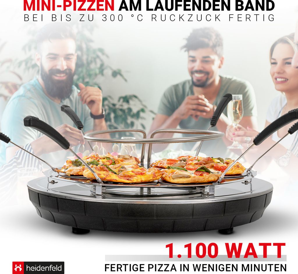 Heidenfeld Mini Pizzaofen Pizzachef | 1.100 Watt - Pizzadom Produktbild 6