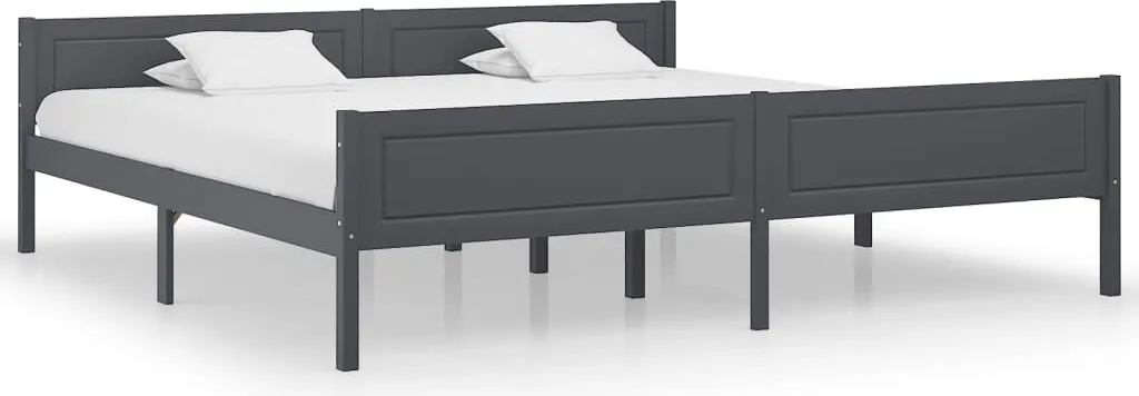 Cadre de lit double 200x200 pin gris massif - Mobilier chambre adulte