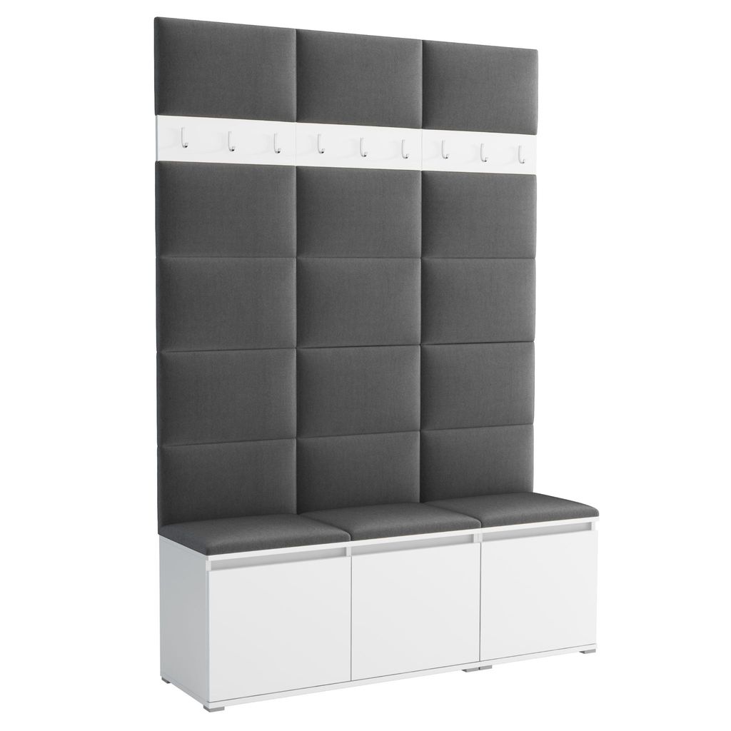 Garderobe LUTON 3 WHITE 15 – Farbe Weiß, moderner Schrank 40x150x213 cm, funktionale Lösung für den Flur, Garderobeschrank, Flurmöbel