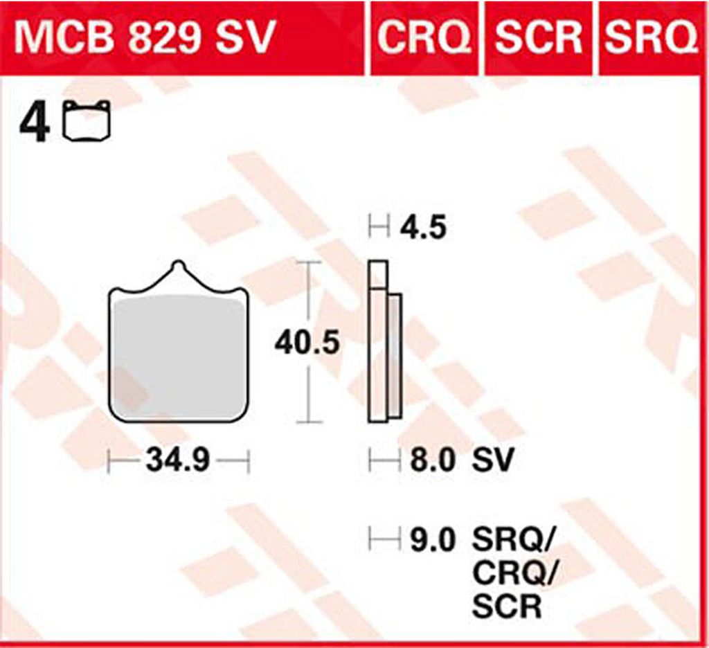 TRW Bremsbeläge MCB 829 Bremsbelag MCB 829 SCR Sinter Carbon Racing