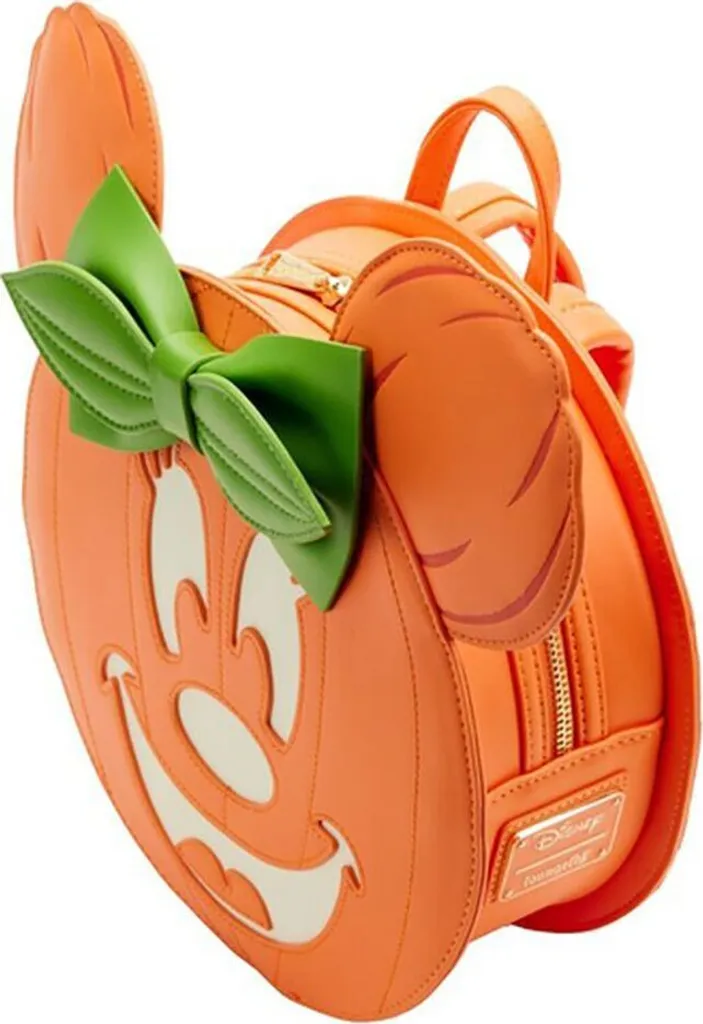 Sac à dos Loungefly citrouille Mickey orange 20 cm en similicuir