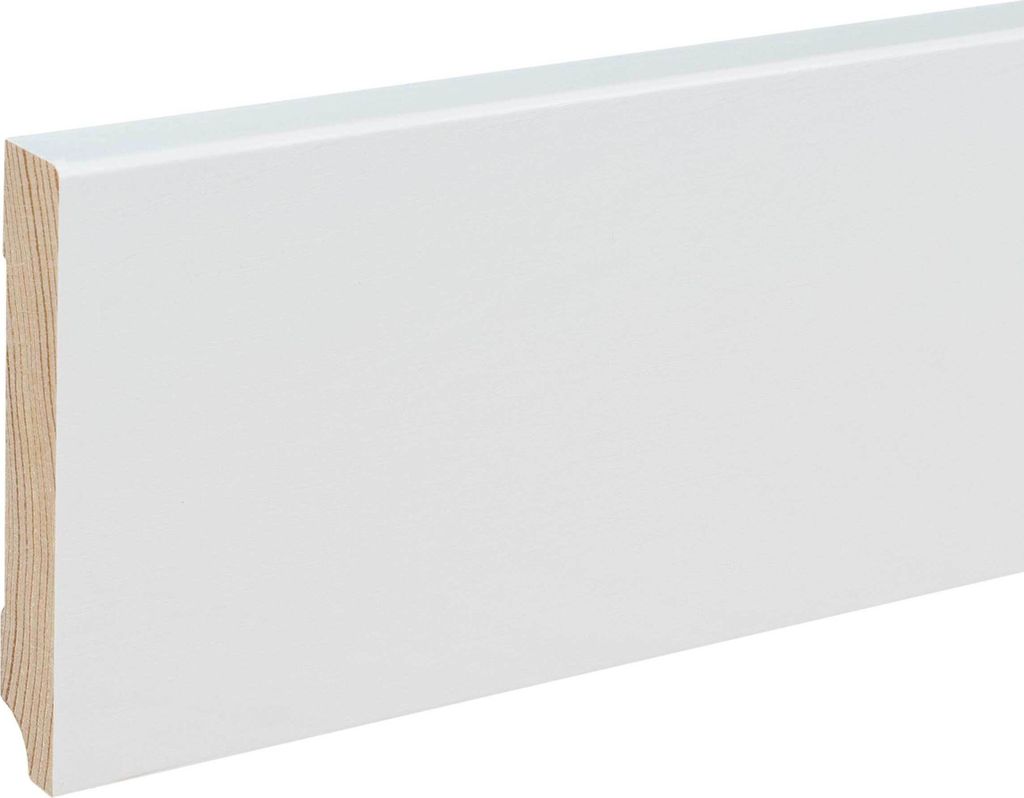Sockelleiste Massivholz 16 x 96 x 2400 mm Weiß zum Kleben, Schrauben & Nageln Massivholz Fußleiste by PROVISTON 60 Meter | 25 Stück