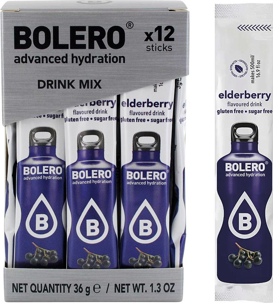 Bolero Sticks (12x3g) Elderberry - Intra- & Post-Workout - Produktbild 