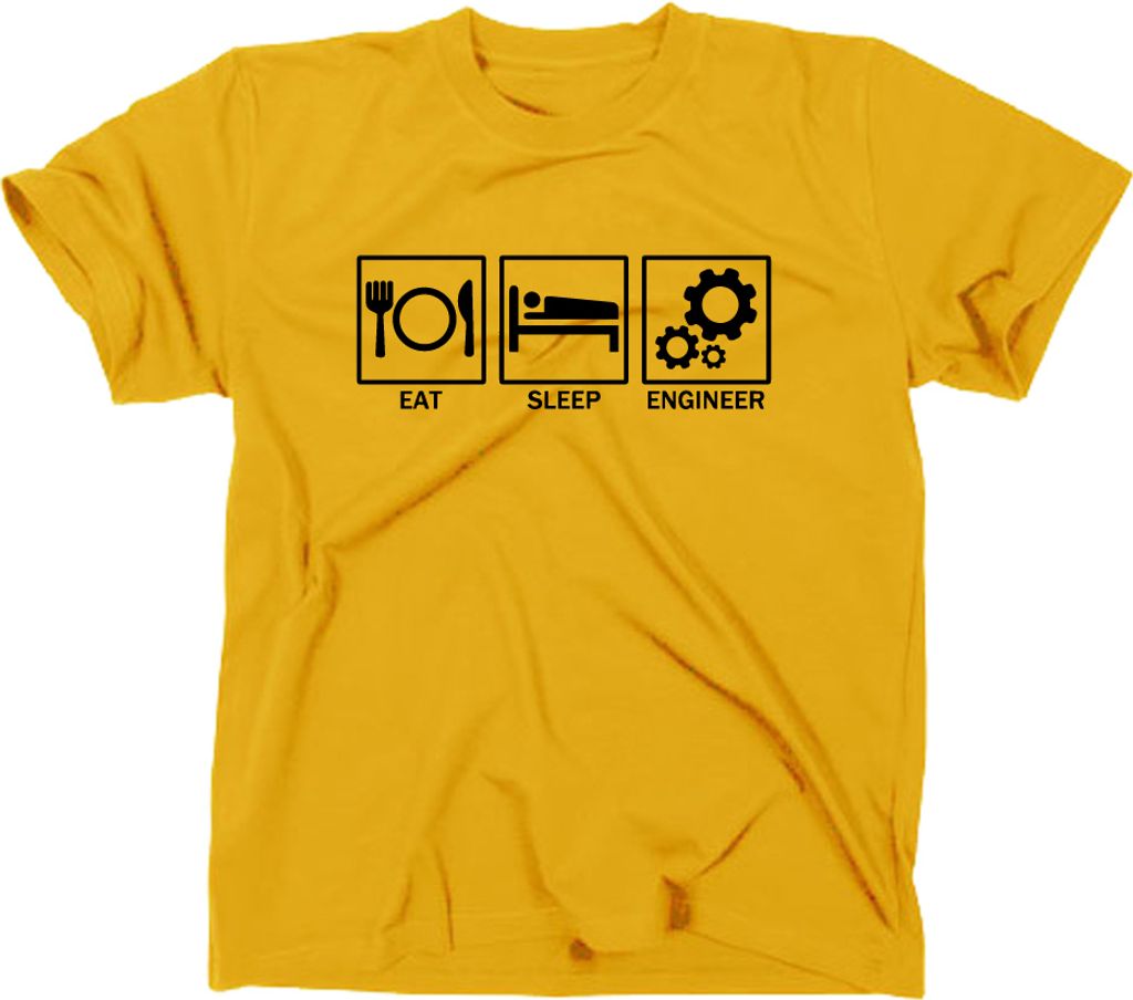 Styletex23 T-Shirt Eat Sleep Engineer Fun, gelb, XXL