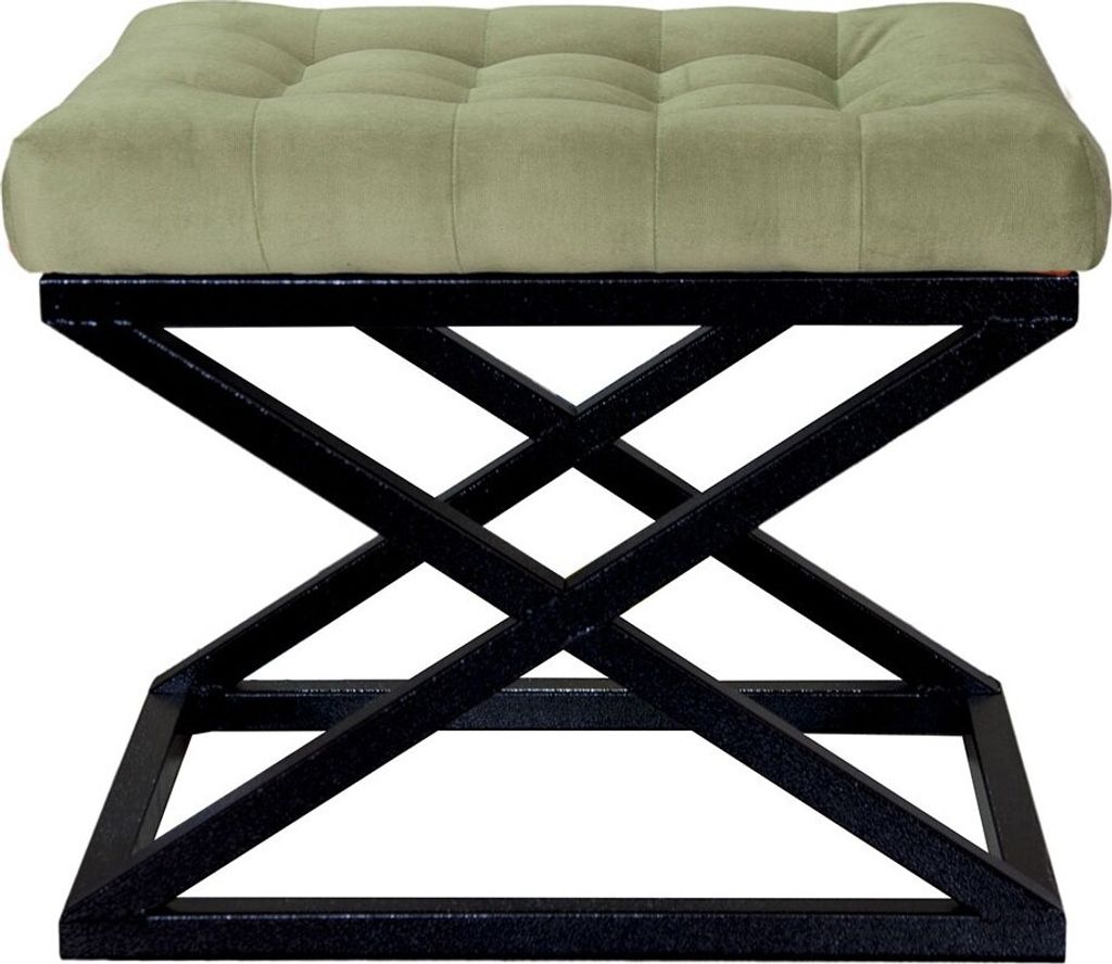 Hanah Home, Capraz - Black, Light Grey, Sitzpuff, 100 % METALL, Schwarz, 50 x 40 x 42 cm