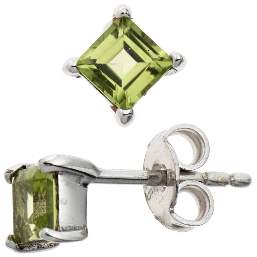 JOBO Ohrstecker 925 Sterling Silber rhodiniert 2 Peridote grün Ohrringe