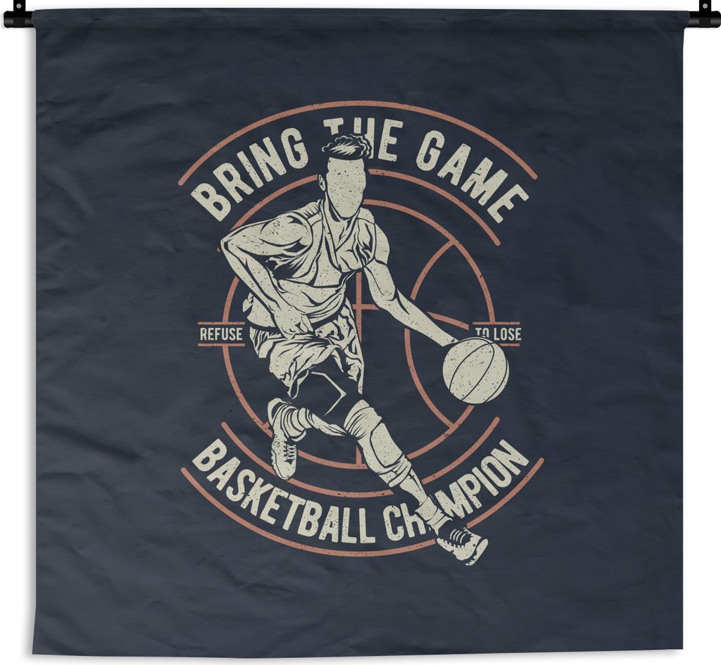 MuchoWow Wandteppich Wandbehang Basketball - Sport - Jahrgang 120x120 cm Tapisserie Dekoration Wandtuch - Modern - Baumwollgewebe