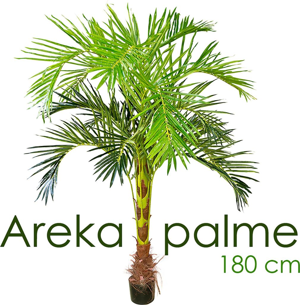 Künstliche Palme groß Kunstpalme Kunstpflanze Palme künstlich wie echt Plastikpflanze Arekapalme 180 cm hoch Balkon Deko Dekoration Decovego